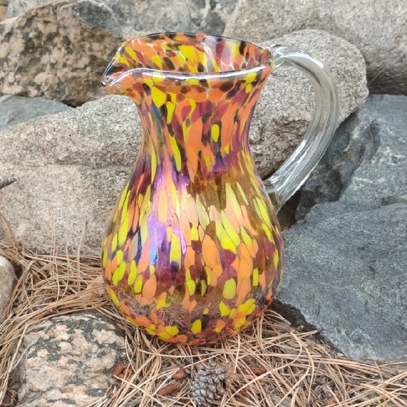 Other - Hand Blown Colorful Glass Pitcher
